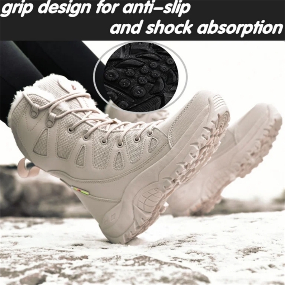 Waterproof Cream Snow Boots Outdoor Mid-tube Lace-Up Size 38EU - Picture 3 of 15